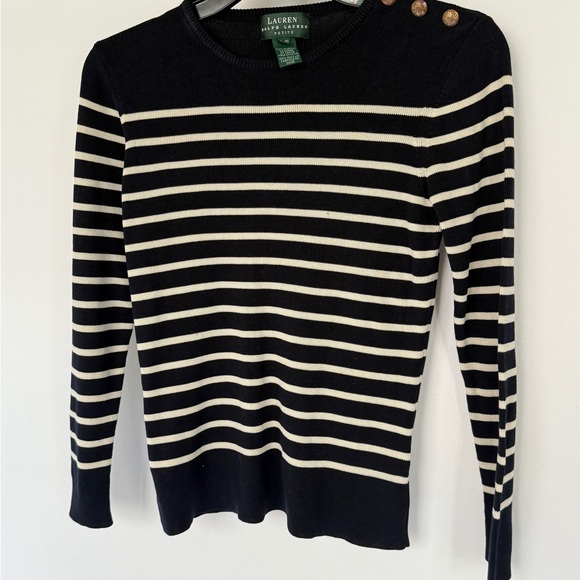 Lauren Ralph Lauren Navy Striped Sweater - Picture 2 of 5